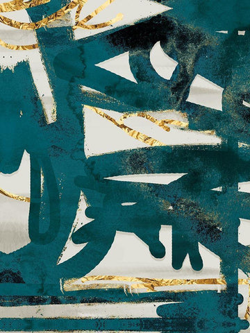 Teal and Flare 2 Black Ornate Wood Framed Art Print with Double Matting by Alvarez, Cynthia