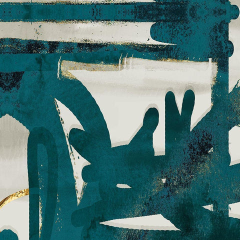 Teal and Flare Square A Black Ornate Wood Framed Art Print with Double Matting by Alvarez, Cynthia