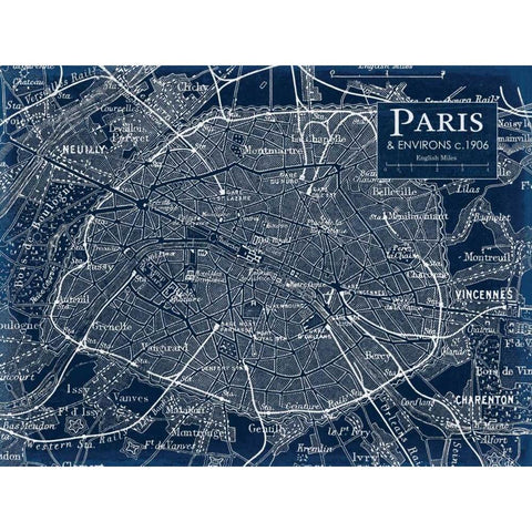 Environs  Paris Black Modern Wood Framed Art Print with Double Matting by Stevens, Carole