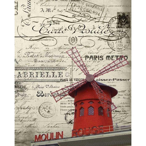 Eco Vintage Paris 2 Black Modern Wood Framed Art Print with Double Matting by Stevens, Carole