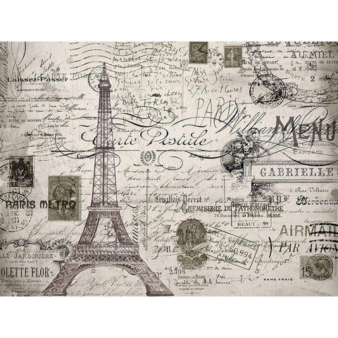 Eco Vintage Paris V2 Black Modern Wood Framed Art Print with Double Matting by Stevens, Carole