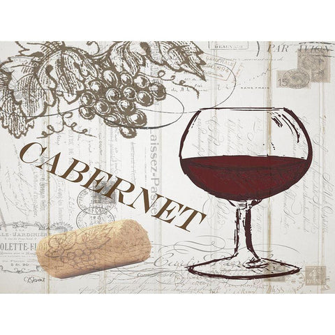 Vintage Wine 2 Black Modern Wood Framed Art Print with Double Matting by Stevens, Carole