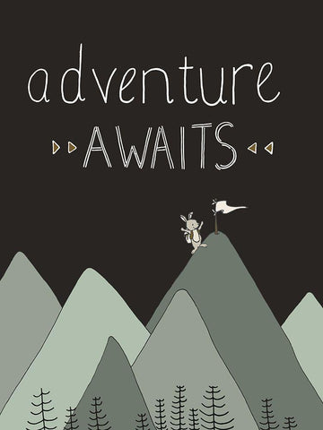 Bunny Adventure Awaits Black Ornate Wood Framed Art Print with Double Matting by Sweet Melody Designs