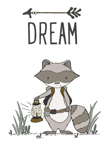 Raccoon Dream Black Ornate Wood Framed Art Print with Double Matting by Sweet Melody Designs