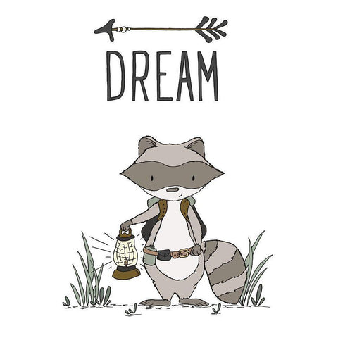 Raccoon Dream Black Modern Wood Framed Art Print by Sweet Melody Designs