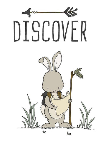 Bunny Discover White Modern Wood Framed Art Print with Double Matting by Sweet Melody Designs