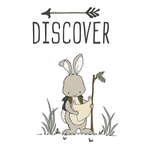 Bunny Discover Gold Ornate Wood Framed Art Print with Double Matting by Sweet Melody Designs