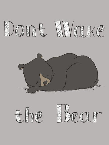Dont Wake The Bear Black Ornate Wood Framed Art Print with Double Matting by Sweet Melody Designs