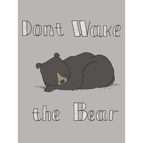 Dont Wake The Bear White Modern Wood Framed Art Print by Sweet Melody Designs