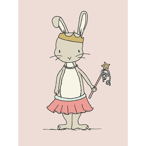 Bunny Princess Black Modern Wood Framed Art Print by Sweet Melody Designs