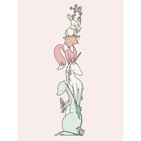 Enchanted Creatures Stack White Modern Wood Framed Art Print by Sweet Melody Designs