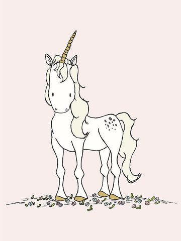 Unicorn White Modern Wood Framed Art Print with Double Matting by Sweet Melody Designs