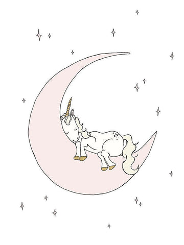 Unicorn Moon Dream Black Ornate Wood Framed Art Print with Double Matting by Sweet Melody Designs