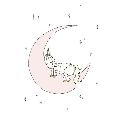 Unicorn Moon Dream Black Modern Wood Framed Art Print by Sweet Melody Designs