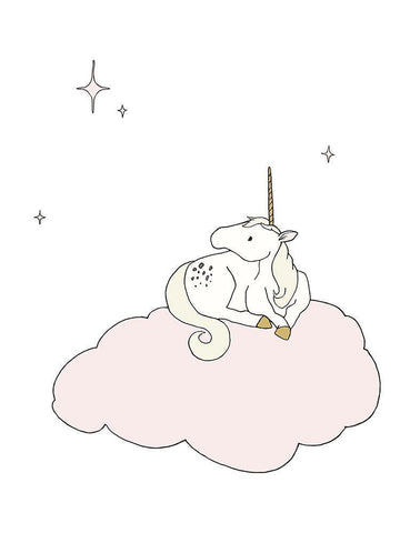 Unicorn Star Cloud White Modern Wood Framed Art Print with Double Matting by Sweet Melody Designs
