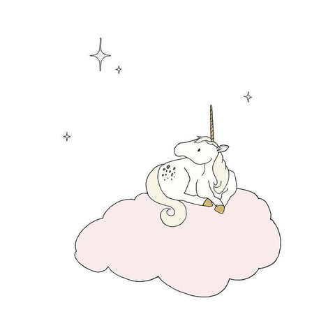 Unicorn Star Cloud White Modern Wood Framed Art Print by Sweet Melody Designs