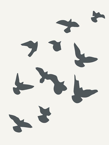 Simply Influenced Birds Abstract 2 White Modern Wood Framed Art Print with Double Matting by Sweet Melody Designs