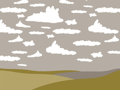 Cloudscape 1 White Modern Wood Framed Art Print with Double Matting by Sweet Melody Designs