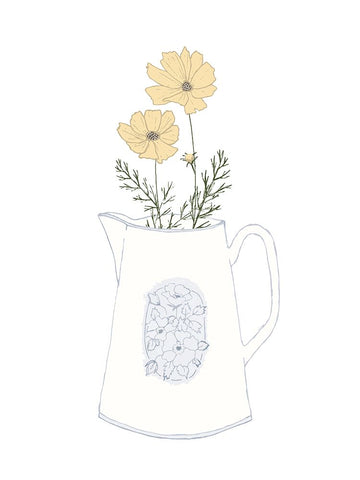 Flower Pitcher Black Ornate Wood Framed Art Print with Double Matting by Sweet Melody Designs