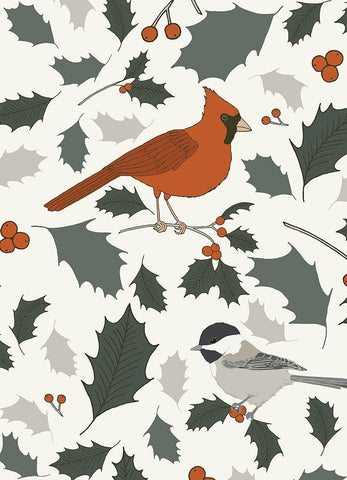 Winter Birds Black Modern Wood Framed Art Print by Sweet Melody Designs