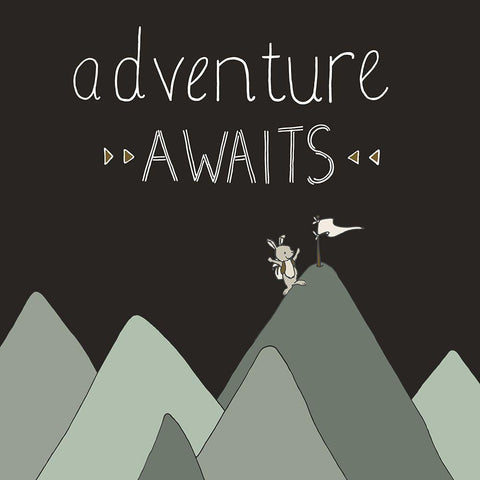 Bunny Adventure Awaits Gold Ornate Wood Framed Art Print with Double Matting by Sweet Melody Designs