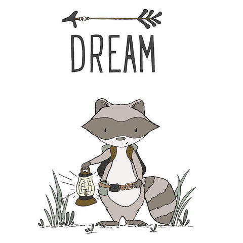 Raccoon Dream Black Modern Wood Framed Art Print with Double Matting by Sweet Melody Designs