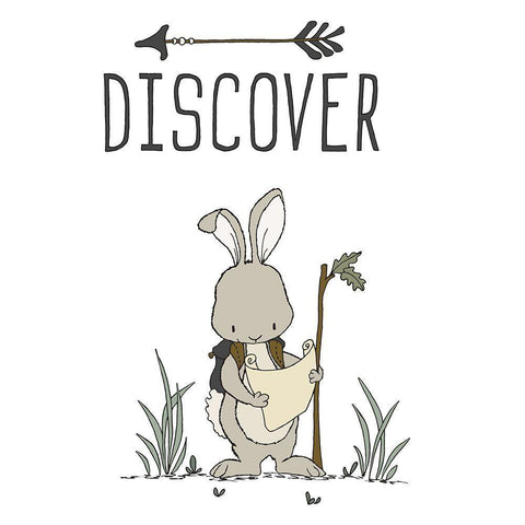 Bunny Discover White Modern Wood Framed Art Print with Double Matting by Sweet Melody Designs