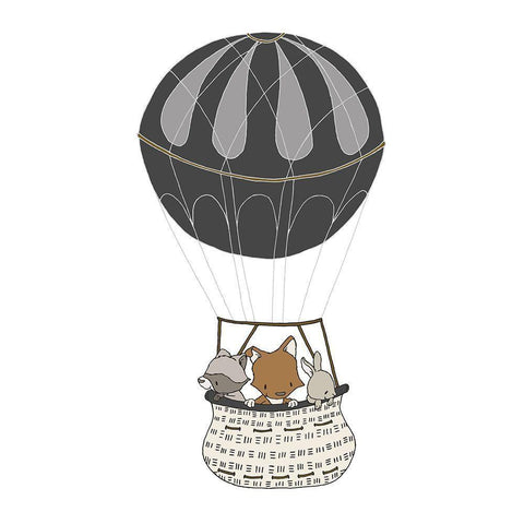 _Woodland Hot Air Balloon 1 Gold Ornate Wood Framed Art Print with Double Matting by Sweet Melody Designs