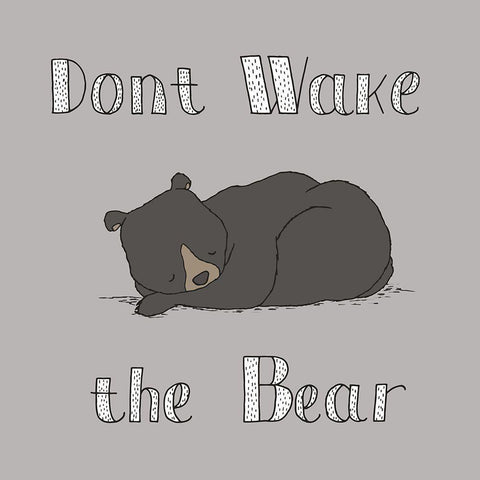 Dont Wake The Bear White Modern Wood Framed Art Print with Double Matting by Sweet Melody Designs