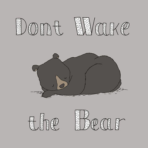 Dont Wake The Bear Black Modern Wood Framed Art Print with Double Matting by Sweet Melody Designs