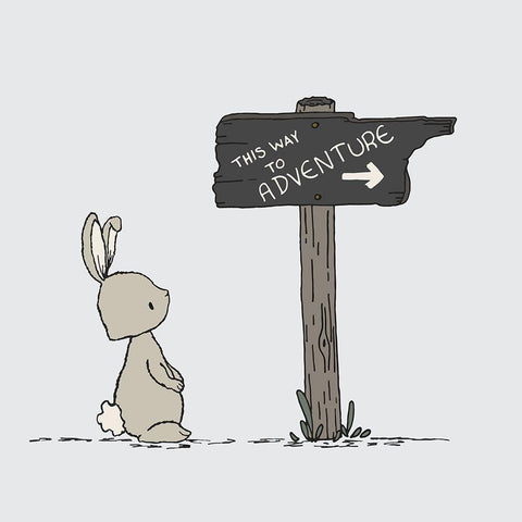 Bunny This Way To Adventure Gold Ornate Wood Framed Art Print with Double Matting by Sweet Melody Designs
