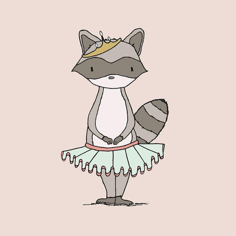Raccoon Princess Black Ornate Wood Framed Art Print with Double Matting by Sweet Melody Designs