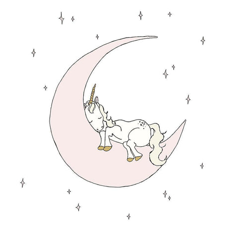Unicorn Moon Dream Black Ornate Wood Framed Art Print with Double Matting by Sweet Melody Designs