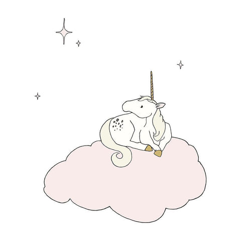 Unicorn Star Cloud White Modern Wood Framed Art Print with Double Matting by Sweet Melody Designs