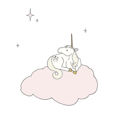 Unicorn Star Cloud Gold Ornate Wood Framed Art Print with Double Matting by Sweet Melody Designs