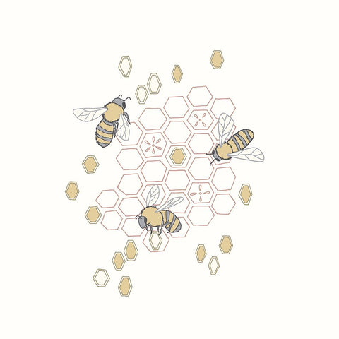 Honeycomb White Modern Wood Framed Art Print with Double Matting by Sweet Melody Designs