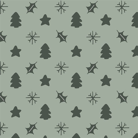 Holly Jolly Pattern 1 Black Ornate Wood Framed Art Print with Double Matting by Sweet Melody Designs