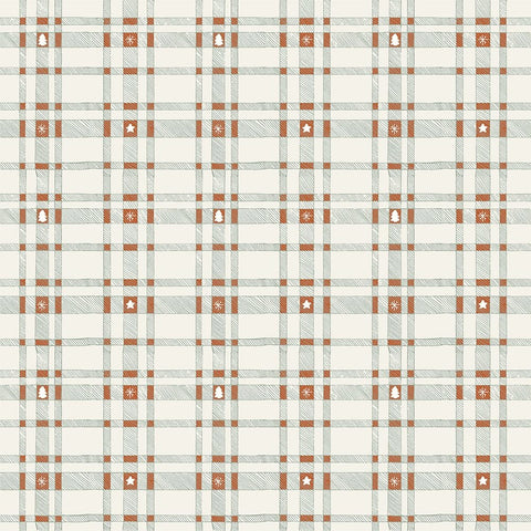 Merry Plaid Pattern 1 V2 White Modern Wood Framed Art Print with Double Matting by Sweet Melody Designs