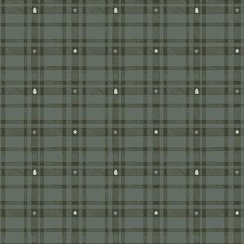 Merry Plaid Pattern 1 Black Ornate Wood Framed Art Print with Double Matting by Sweet Melody Designs