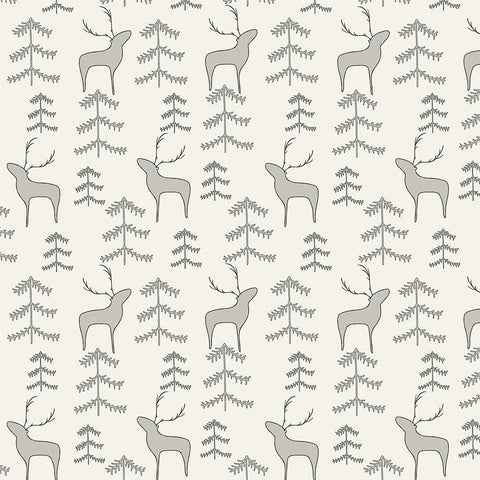 Reindeer Forest Pattern 1 V2 White Modern Wood Framed Art Print with Double Matting by Sweet Melody Designs