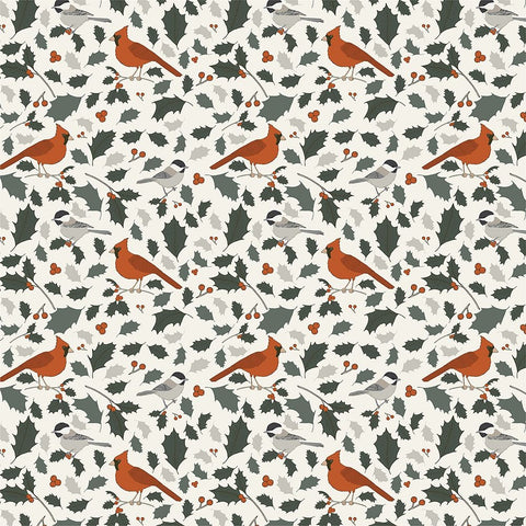 Winter Birds Pattern 1 Black Ornate Wood Framed Art Print with Double Matting by Sweet Melody Designs