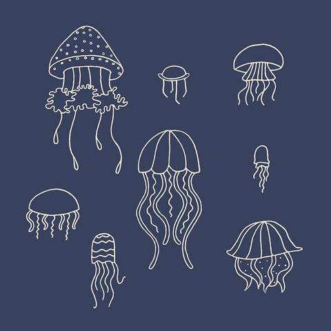 Jellyfish 1 Black Ornate Wood Framed Art Print with Double Matting by Sweet Melody Designs