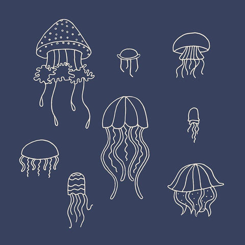 Jellyfish 1 Black Modern Wood Framed Art Print by Sweet Melody Designs