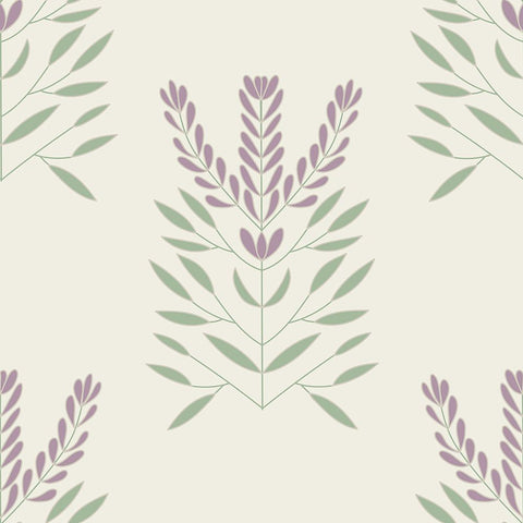 Lavendar Block Pattern 1 White Modern Wood Framed Art Print with Double Matting by Sweet Melody Designs