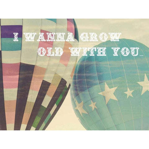 Grow Old Balloons Black Modern Wood Framed Art Print with Double Matting by Davis Ashley