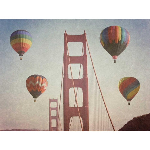 SF Balloons Gold Ornate Wood Framed Art Print with Double Matting by Davis Ashley