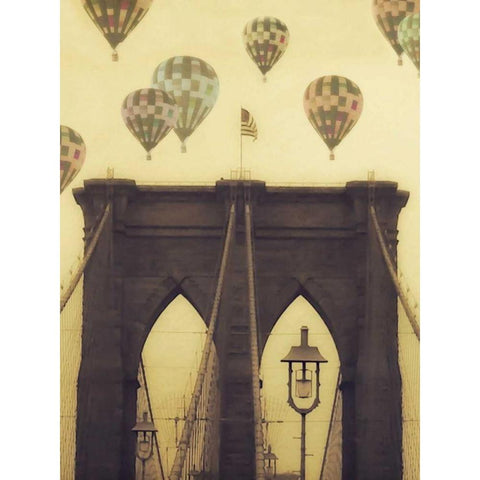 Bridge Balloons Vert Black Modern Wood Framed Art Print with Double Matting by Davis, Ashley
