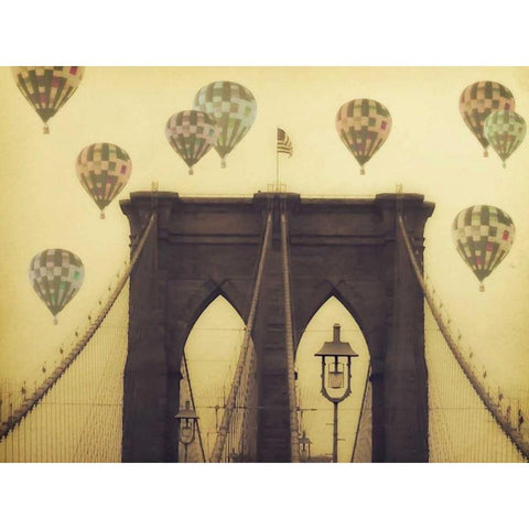 Bridge Balloons Gold Ornate Wood Framed Art Print with Double Matting by Davis Ashley
