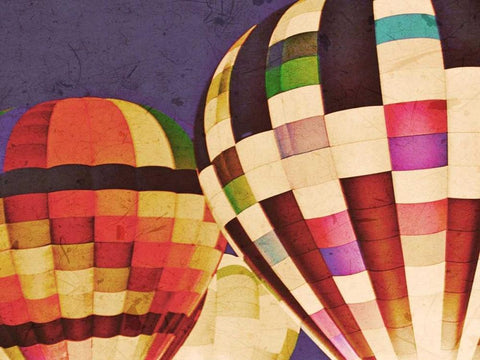 Three Hot Air Balloons White Modern Wood Framed Art Print with Double Matting by Davis Ashley