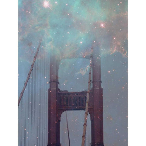 Starry San Francisco. Gold Ornate Wood Framed Art Print with Double Matting by Davis Ashley